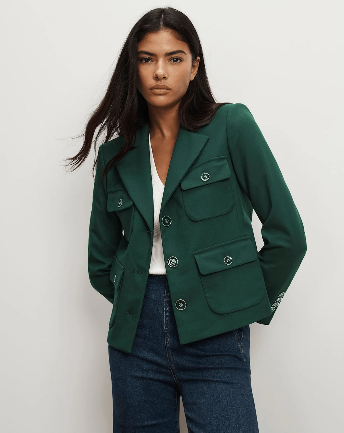 Veronica Beard Schuyler Tailored Utility Jacket in Green size 4