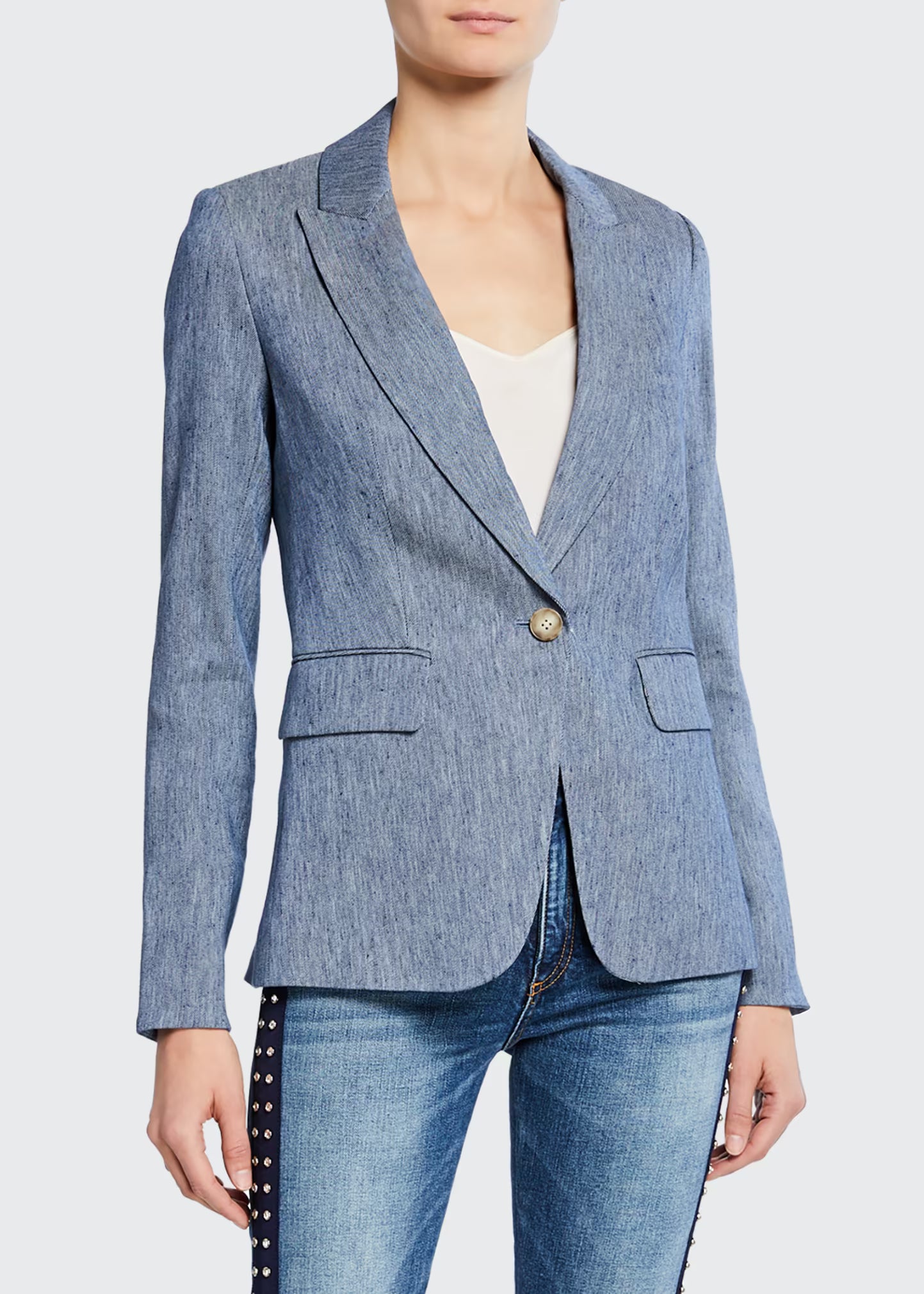 Veronica Beard One-Button Cutaway Jacket Blazer in Blue size 2