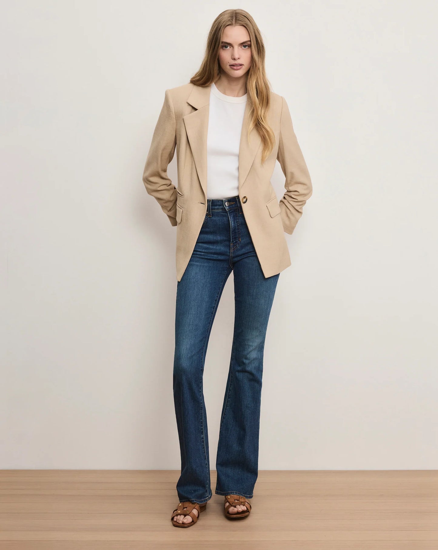Veronica Beard Battista Dickey Jacket Blazer in Stone Khaki size 8