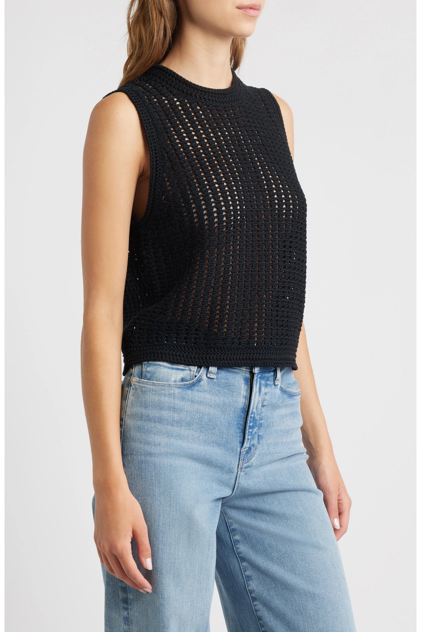 Frame The Crochet Tank Top Black size S