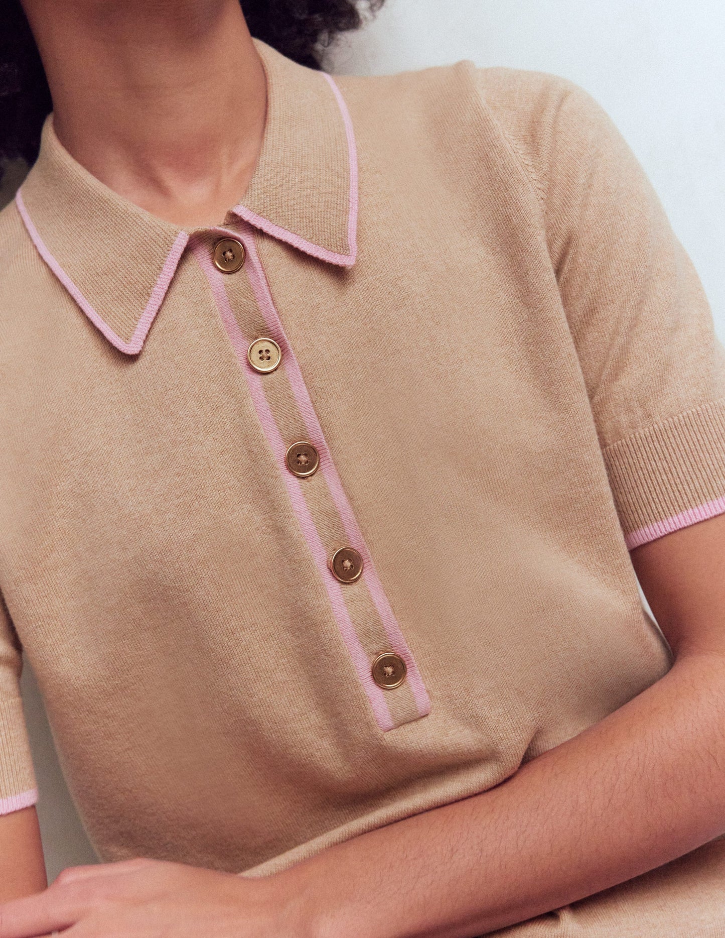 Boden Liz Henley T-Shirt in Chinchilla Melange size L