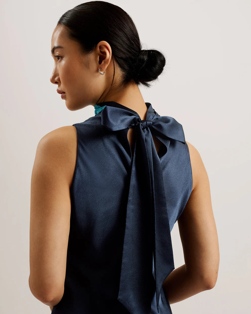 Ted Baker Timava Cowl Neck Midi Slip Dress Navy size 5 US 12