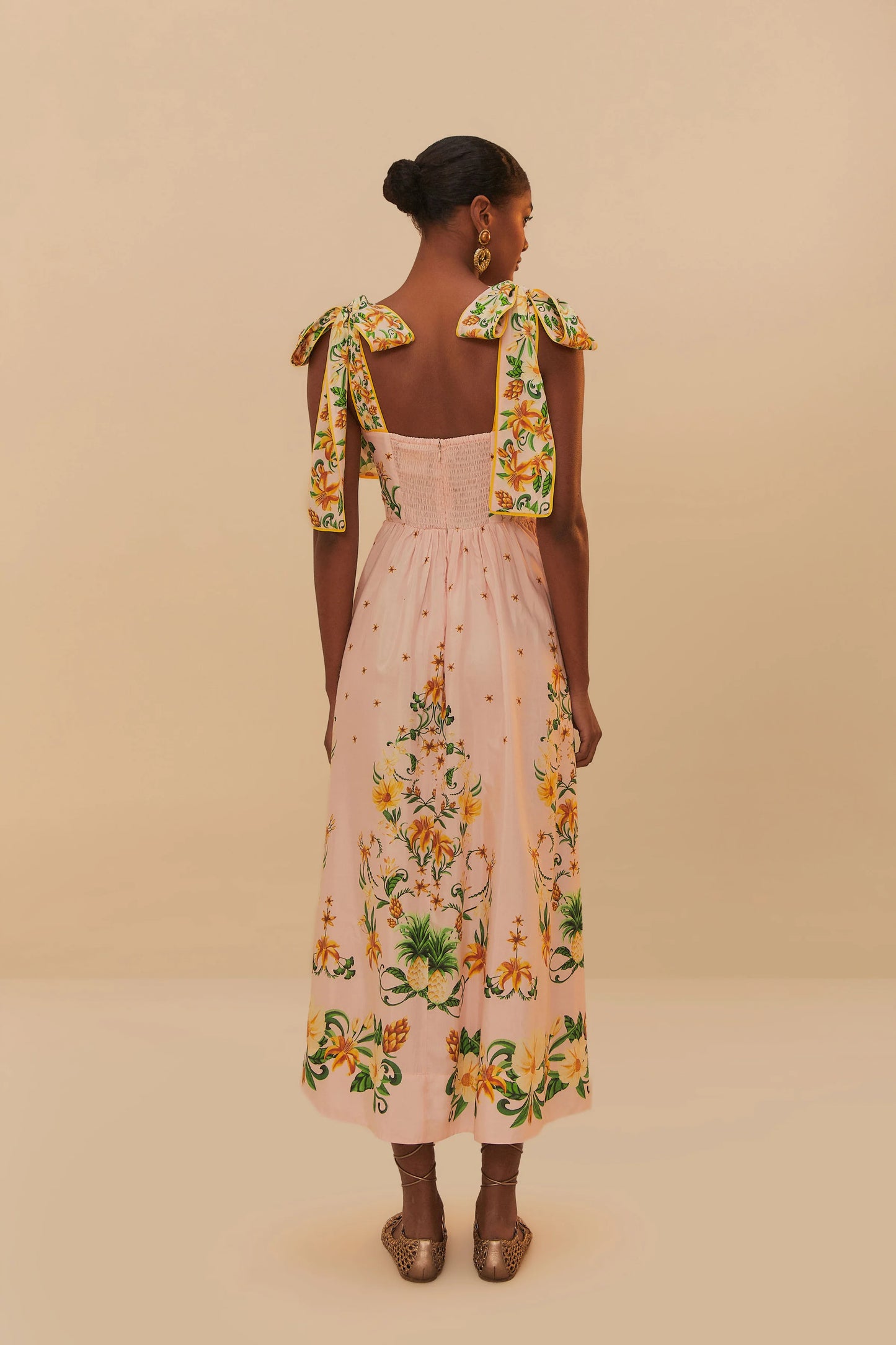 Farm Rio Botanical Beauty Laces Cup Midi Dress size XS