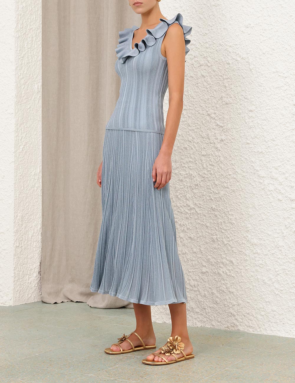 Zimmermann Aster Metallic Frill Top with Aster Metallic Midi Skirt size US 8/10