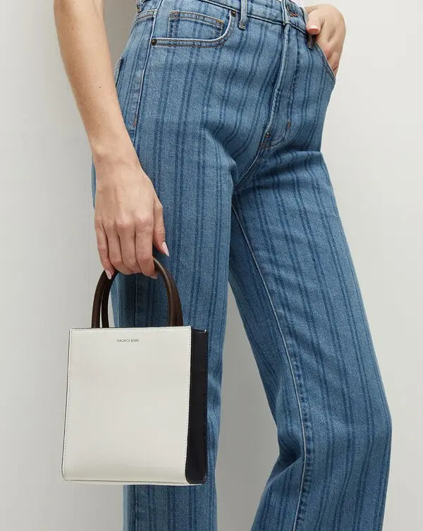 Veronica Beard Crosbie Striped Loafer Length Wide-Leg Jean size 25