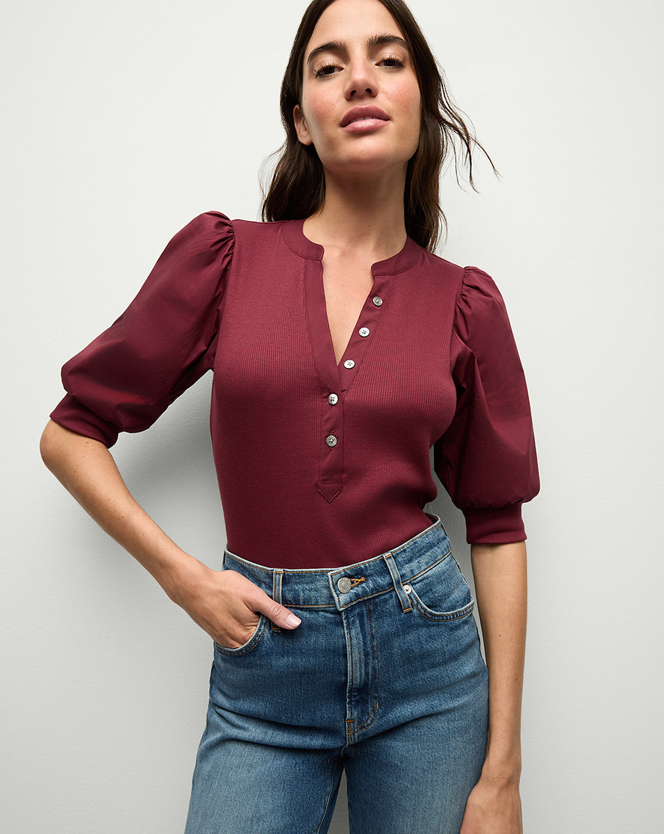 Veronica Beard Coralee Puff Sleeve Top size XL