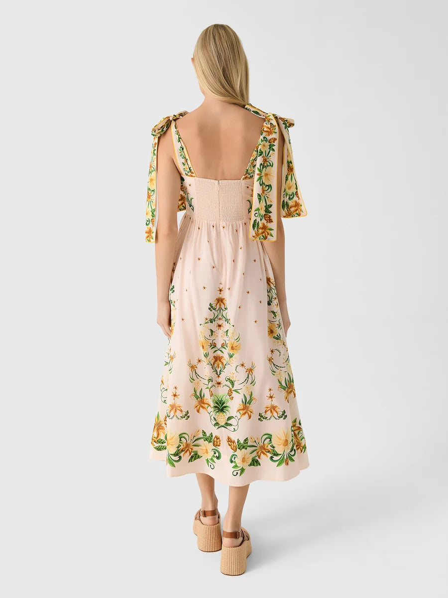 Farm Rio Botanical Beauty Laces Cup Midi Dress size XL