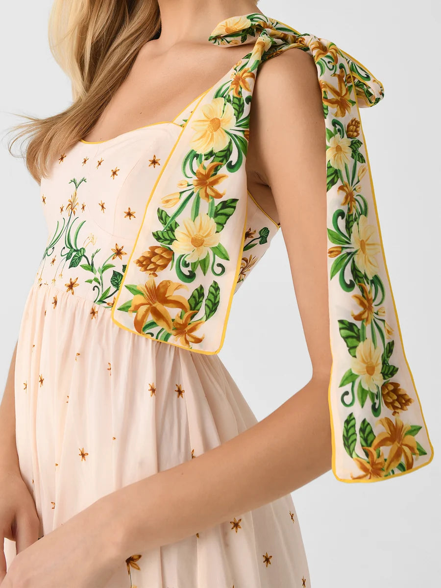 Farm Rio Botanical Beauty Laces Cup Midi Dress size XL