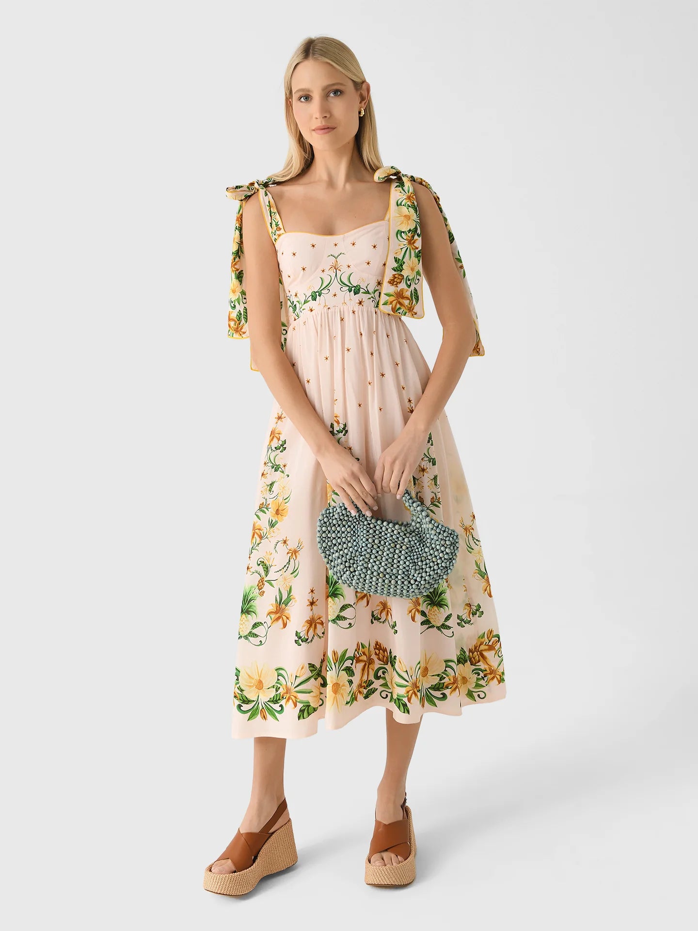 Farm Rio Botanical Beauty Laces Cup Midi Dress size XL