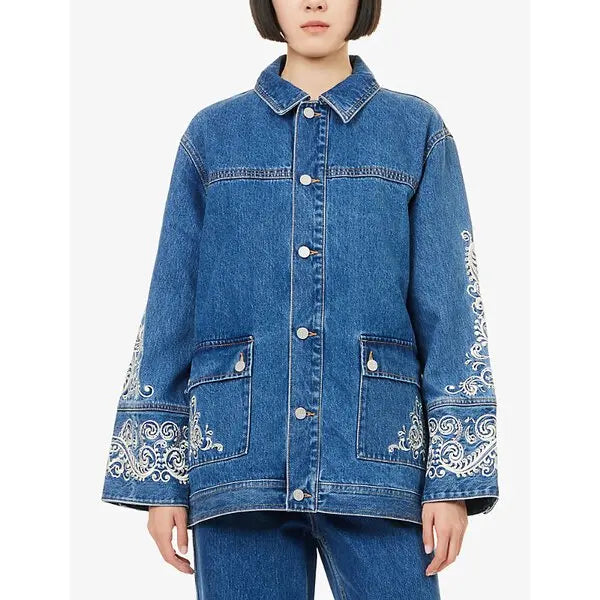 Alemais Jacones Embroidered Denim Jacket size AU 12 US 8