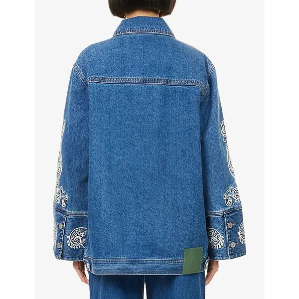 Alemais Jacones Embroidered Denim Jacket size AU 12 US 8