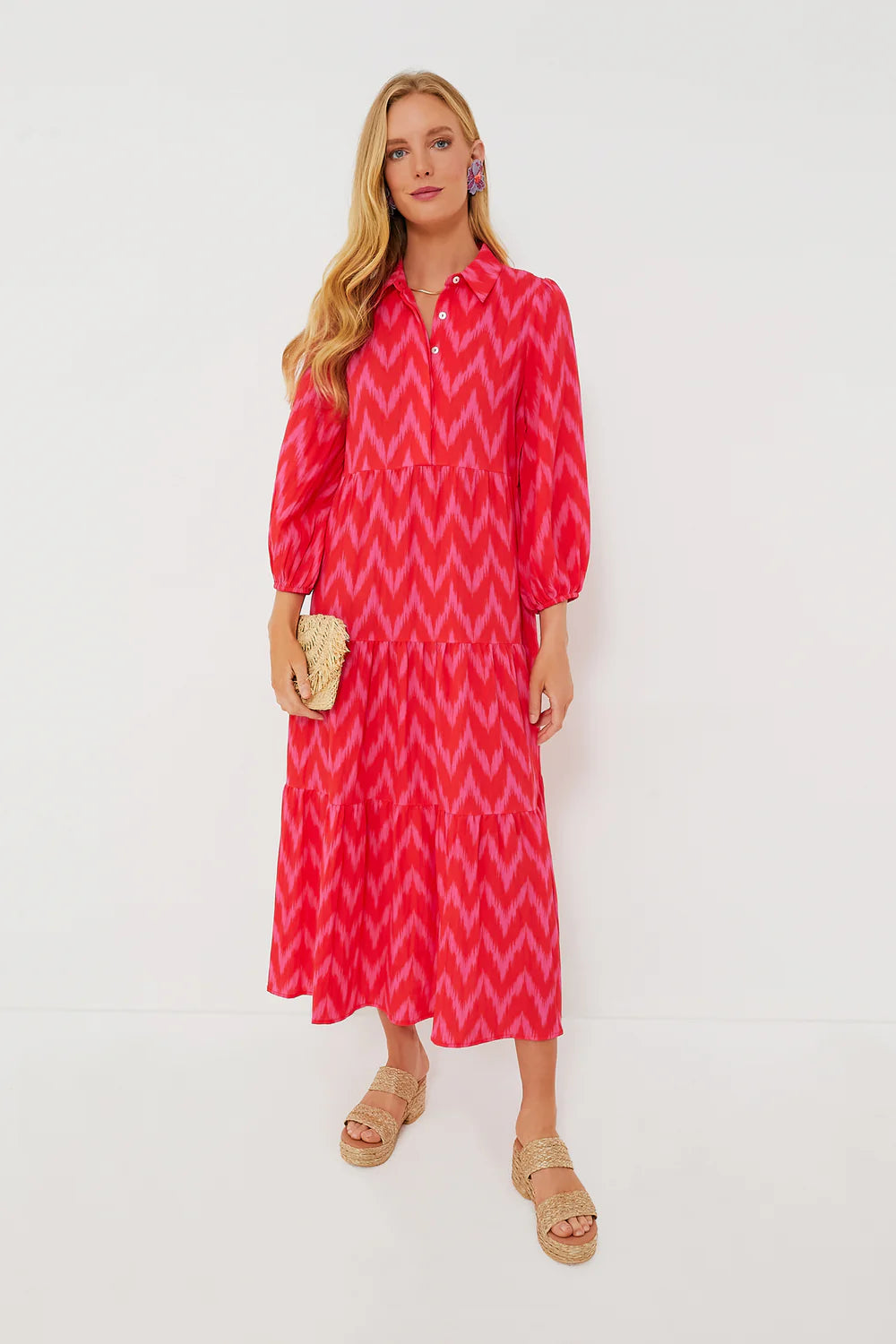 Pomander Place Hot Pink Ikat Mabel Maxi Dress size L