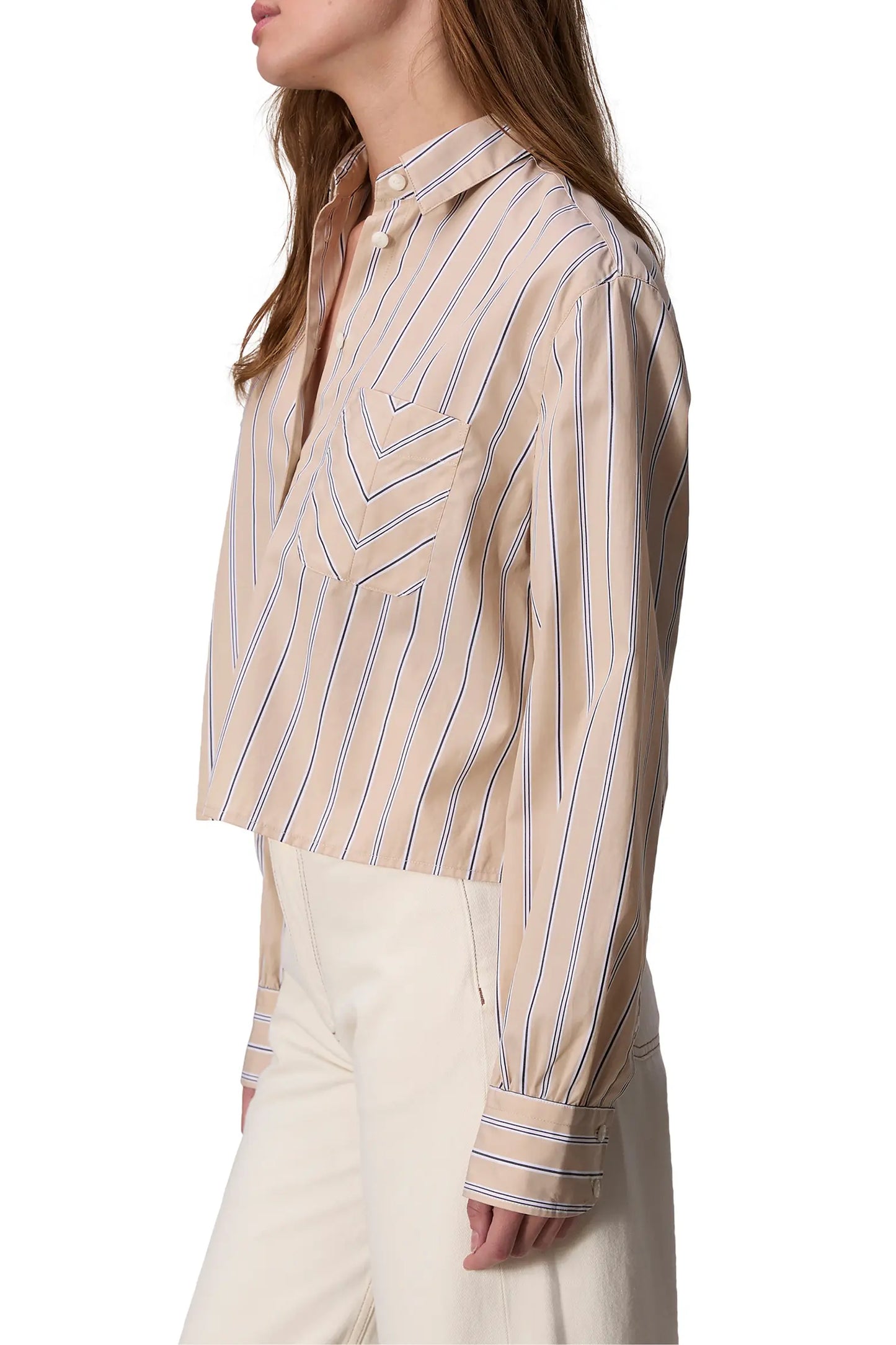 Rag and Bone Maxine Stripe Crop Button Up Shirt size S