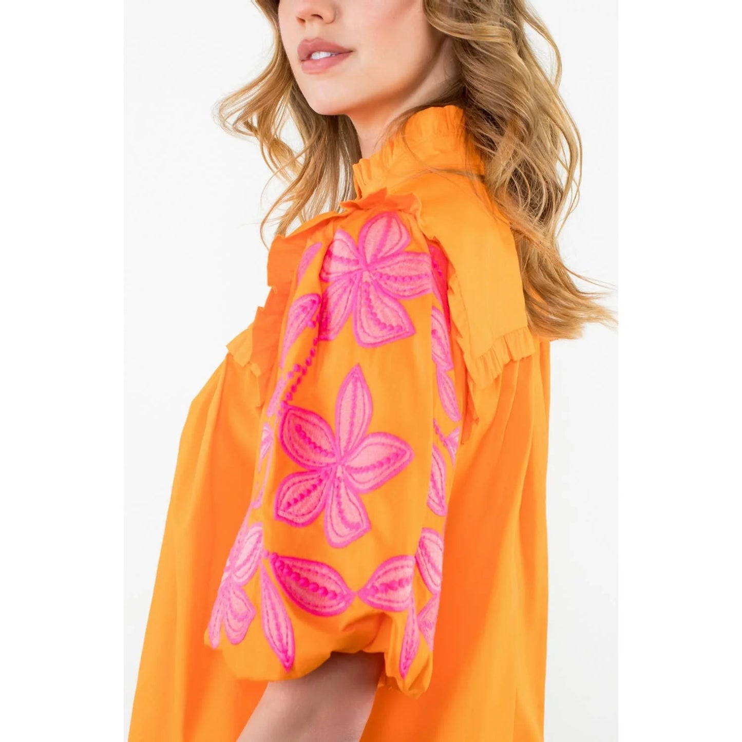THML Brynn Orange Embroidered Top size XS