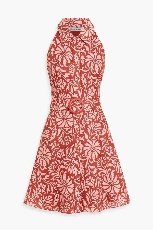 Veronica Beard Beau Floral-Print Linen Mini Dress size 2