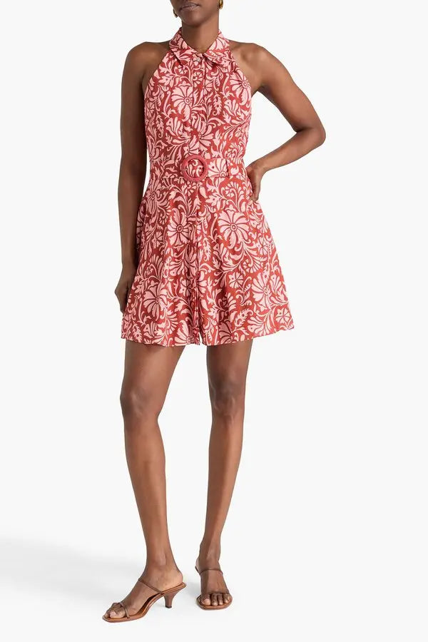 Veronica Beard Beau Floral-Print Linen Mini Dress size 2