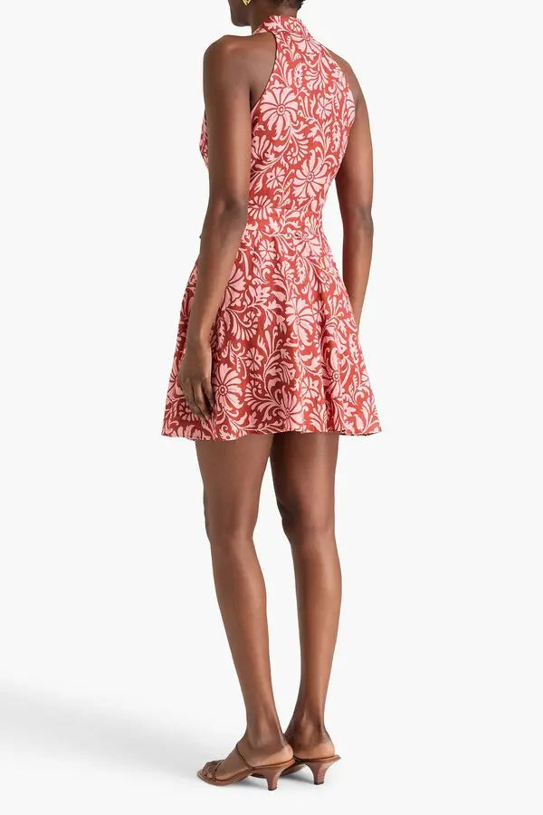 Veronica Beard Beau Floral-Print Linen Mini Dress size 2