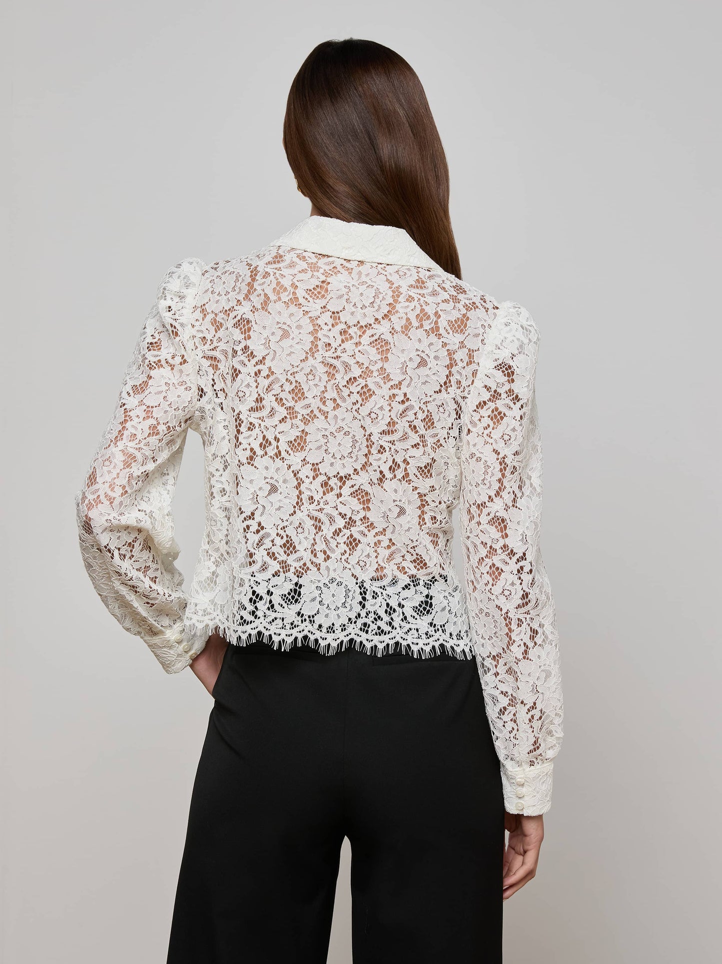L'Agence Anita Lace Blouse in Ivory size XS