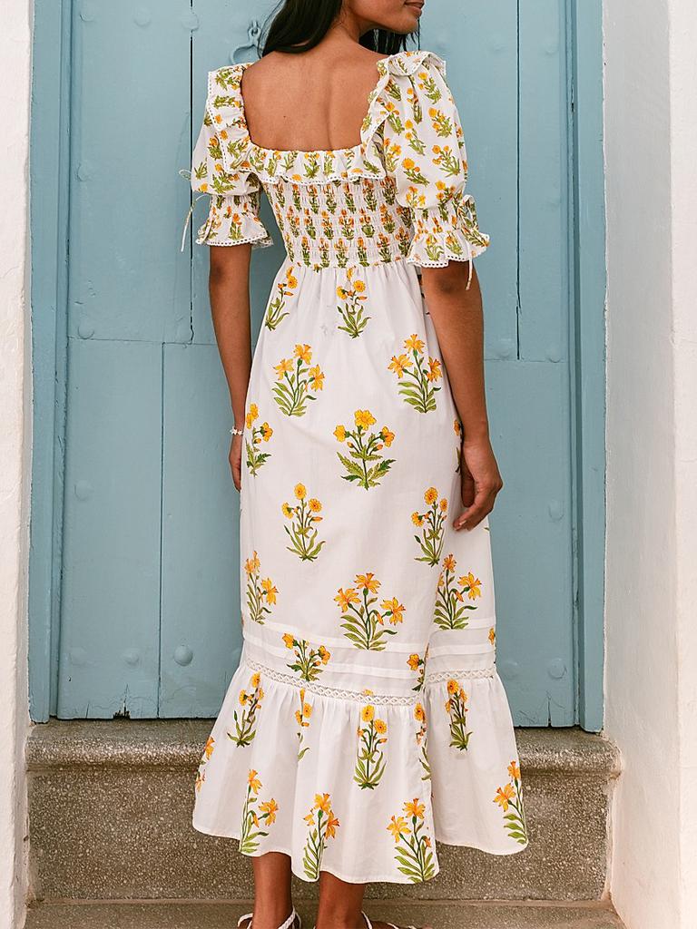 Pink City Prints Meryl Dress in Buttercup Meadow size S