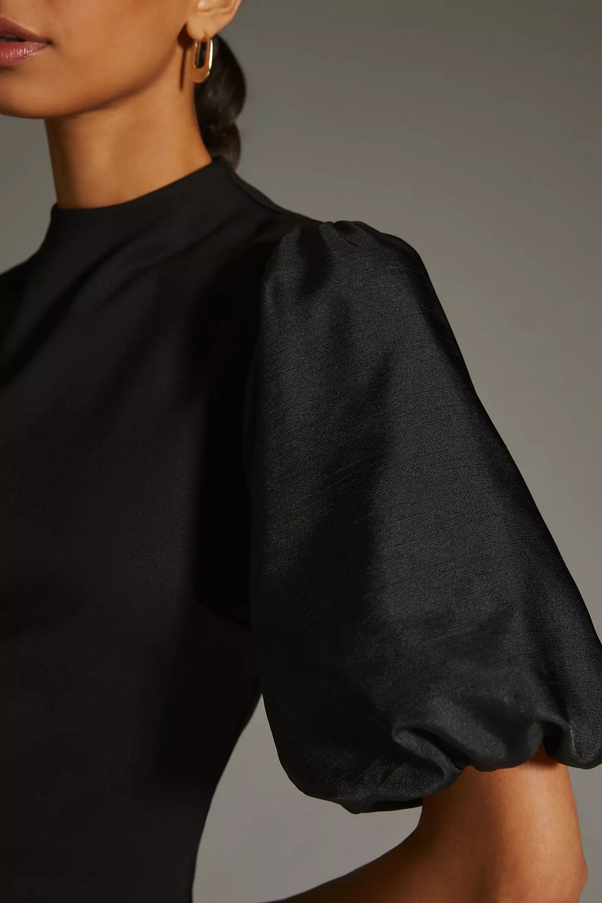 Sunday in Brooklyn Black Puff-Sleeve Ponte Top size S