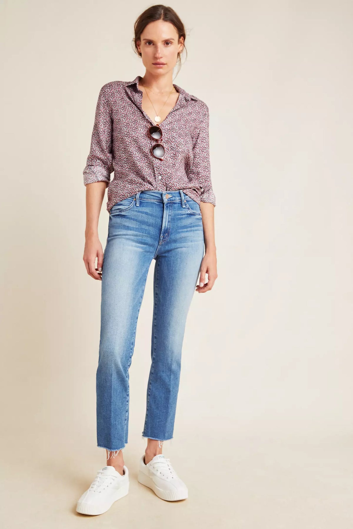 Mother The Rascal Ankle Fray Jeans in Opposites Attract Wash size 32