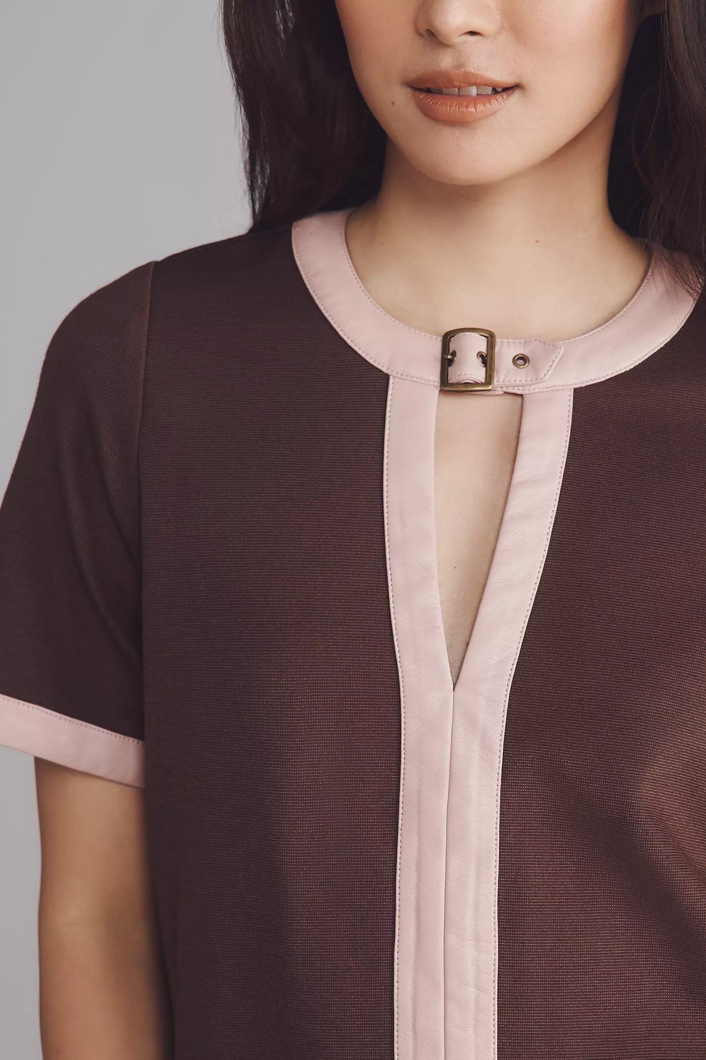 Maeve Colorblock Drop-waist Mini Dress In Brown size M