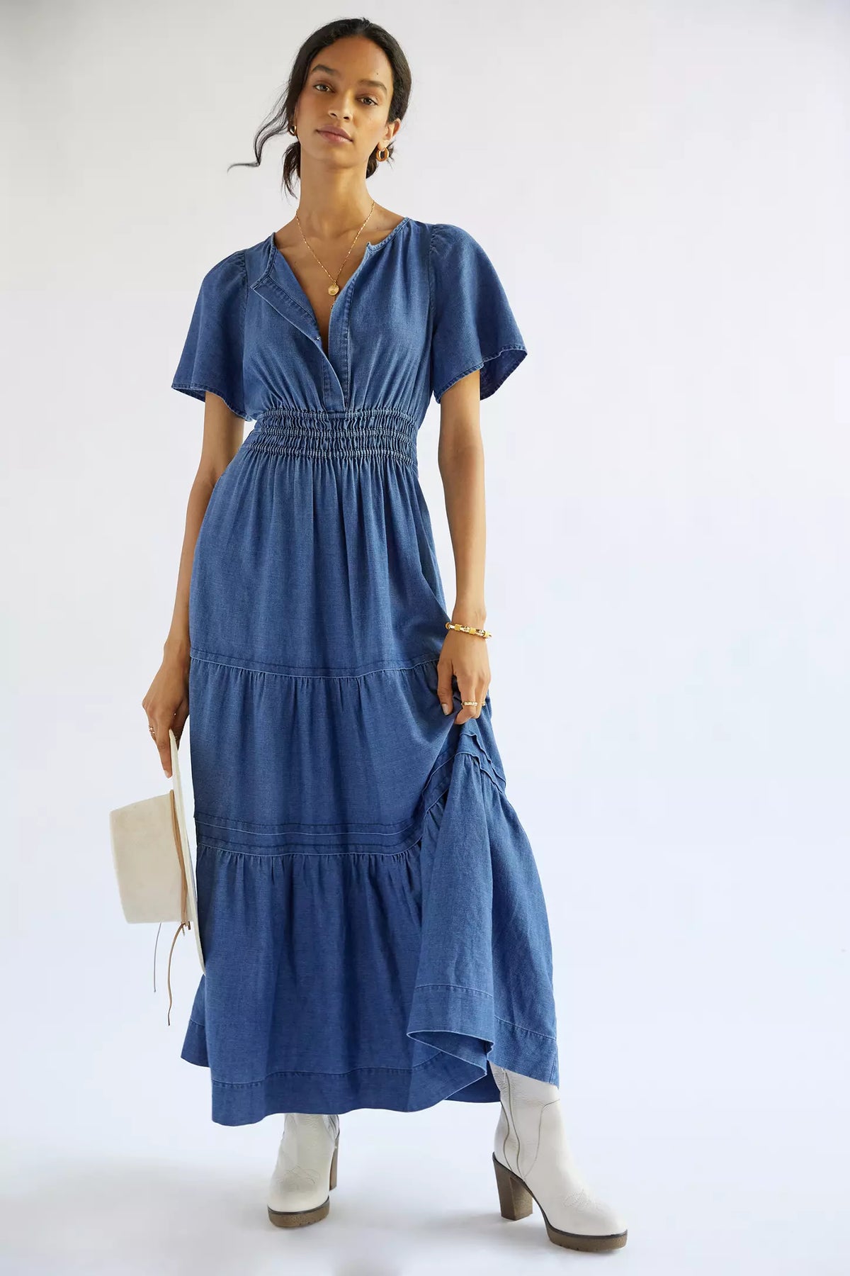 Maeve The Somerset Denim Maxi Dress Chambray Edition size XS