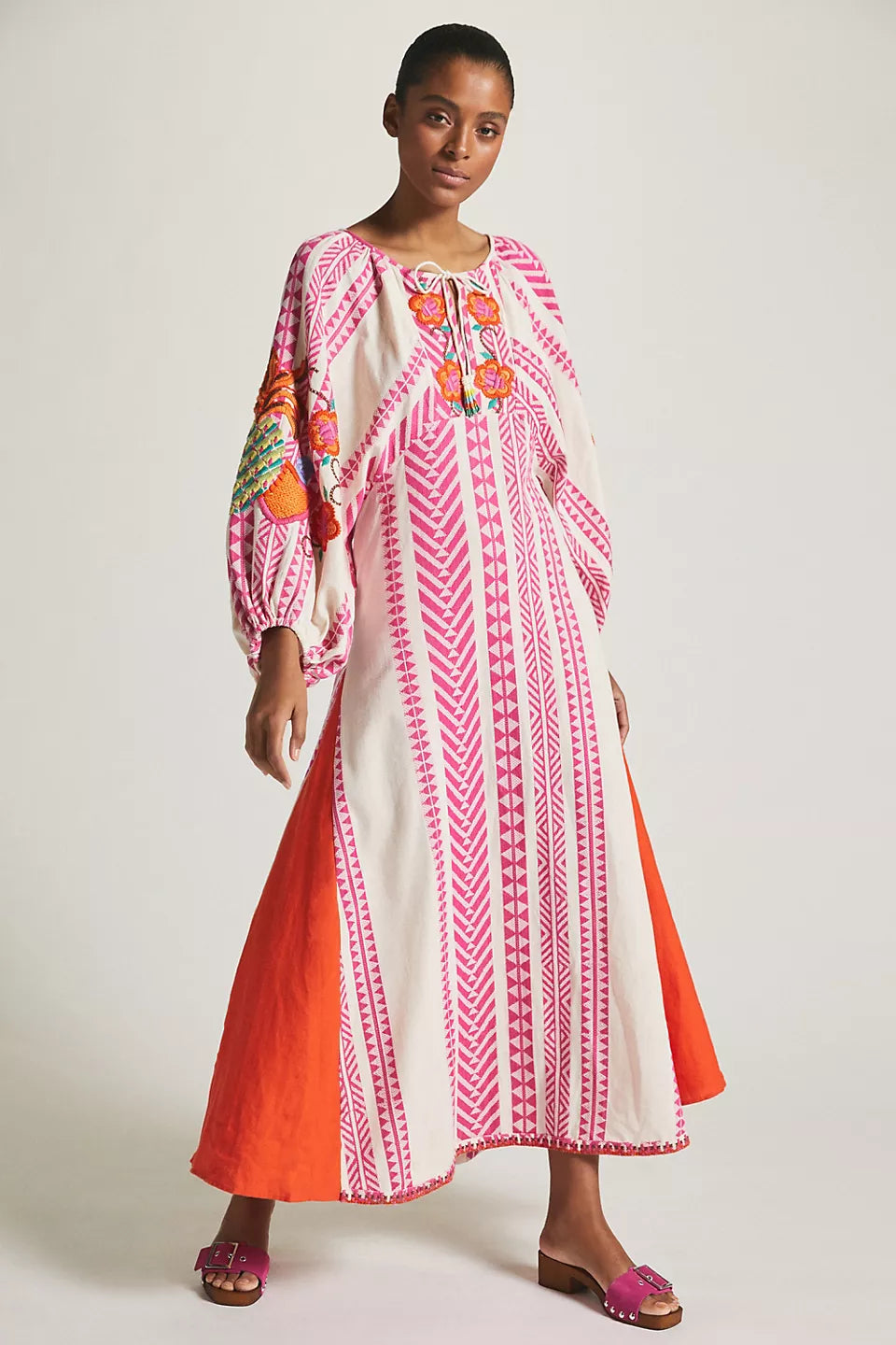 Farm Rio Jacquard Embroidered Maxi Dress size M
