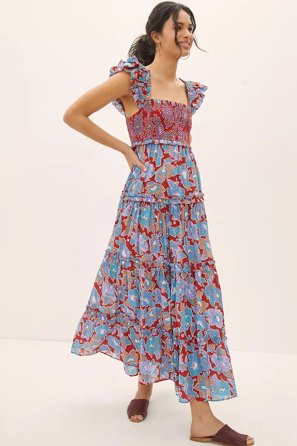 Love The Label Bouquet Smocked Maxi Dress size M