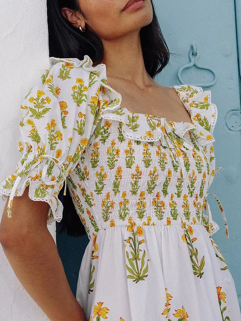 Pink City Prints Meryl Dress in Buttercup Meadow size S