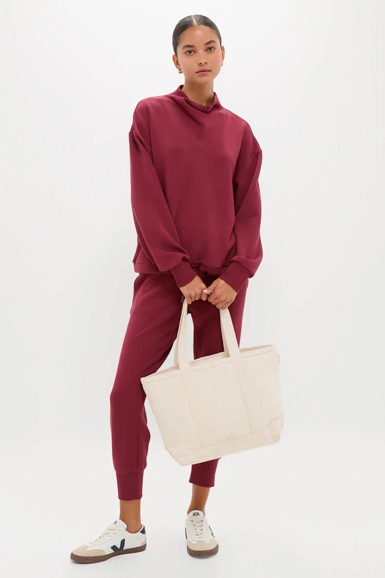 Varley The Betsy Sweat Sweater and  Slim Cuff Pants 27.5" in New Maroon size L