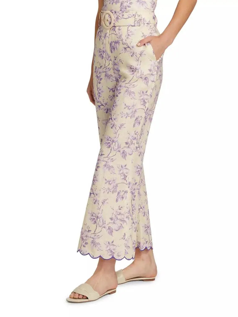 Zimmermann Halliday Floral Linen Peplum Top with Halliday Pants size 2 US 8