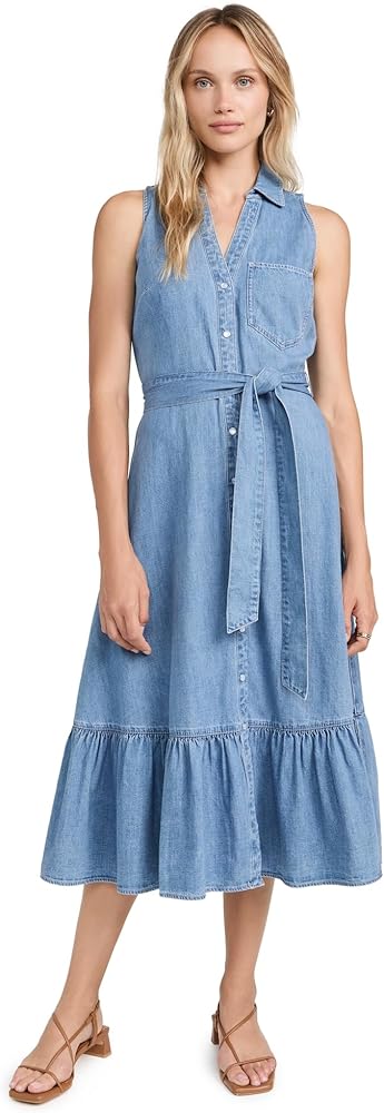 Veronica Beard Edwina Sleeveless Midi Shirt Dress Denim size 0