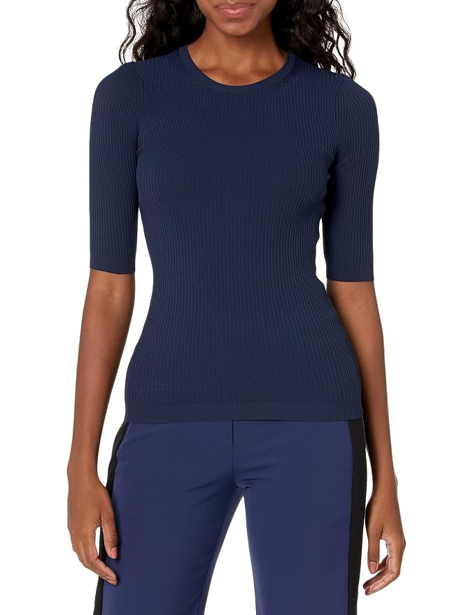 Theory Tech Rib Crewneck Shirt in Navy size L