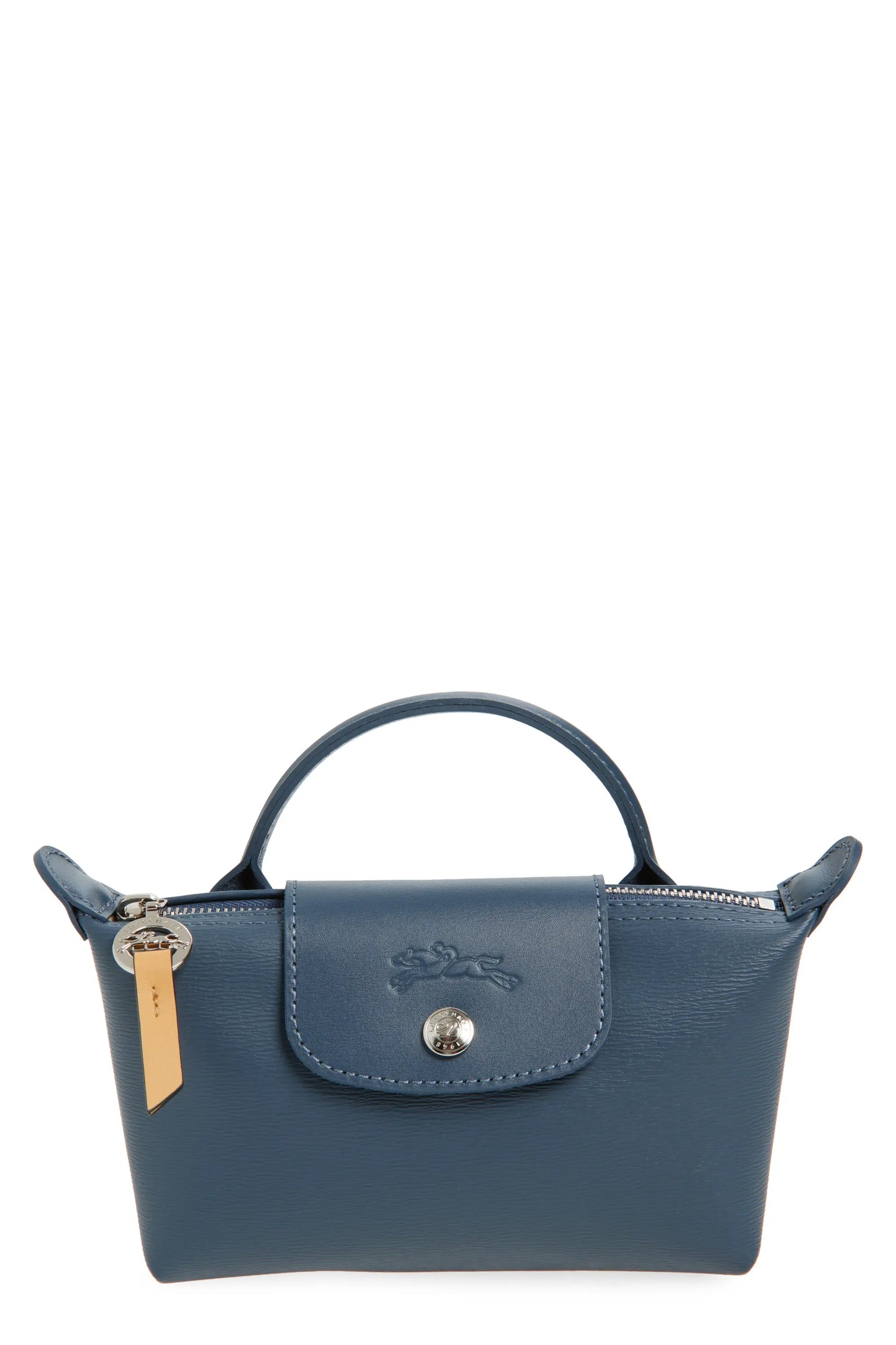 Longchamp Le Pliage Leather City Mini Top Handle Cosmetic Pouch in Slatex