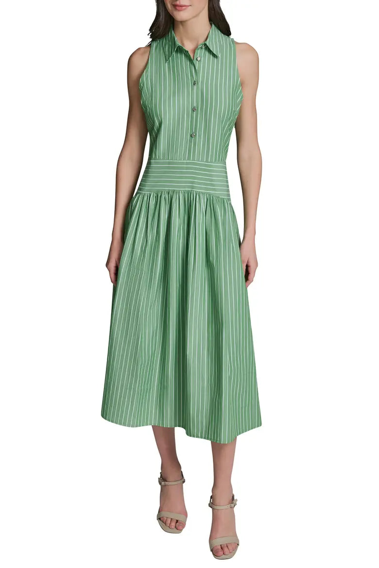 Karl Lagerfeld Striped Green Shirt Midi Dress size 2