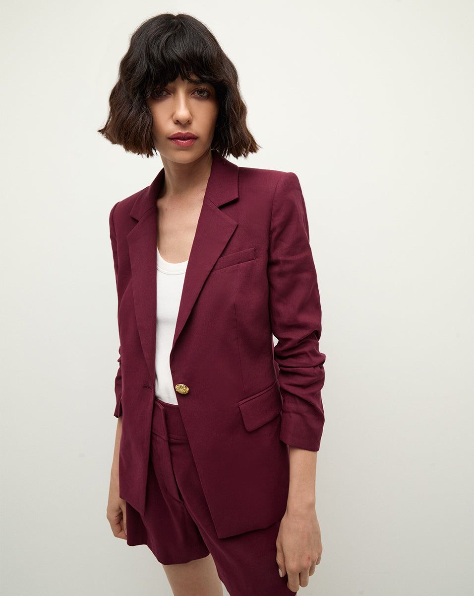 Veronica Beard Battista Linen Dickey Jacket Blazer in Wine size 4