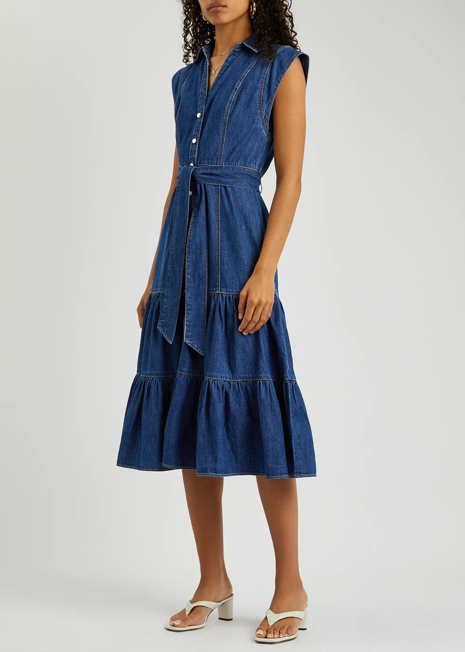 Veronica Beard Arnetta Belted Denim Midi Dress size 0