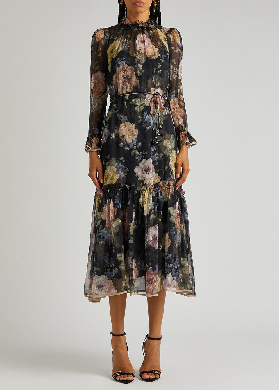 Zimmermann Luminosity Floral-Print Silk Midi Dress size 2 US 8
