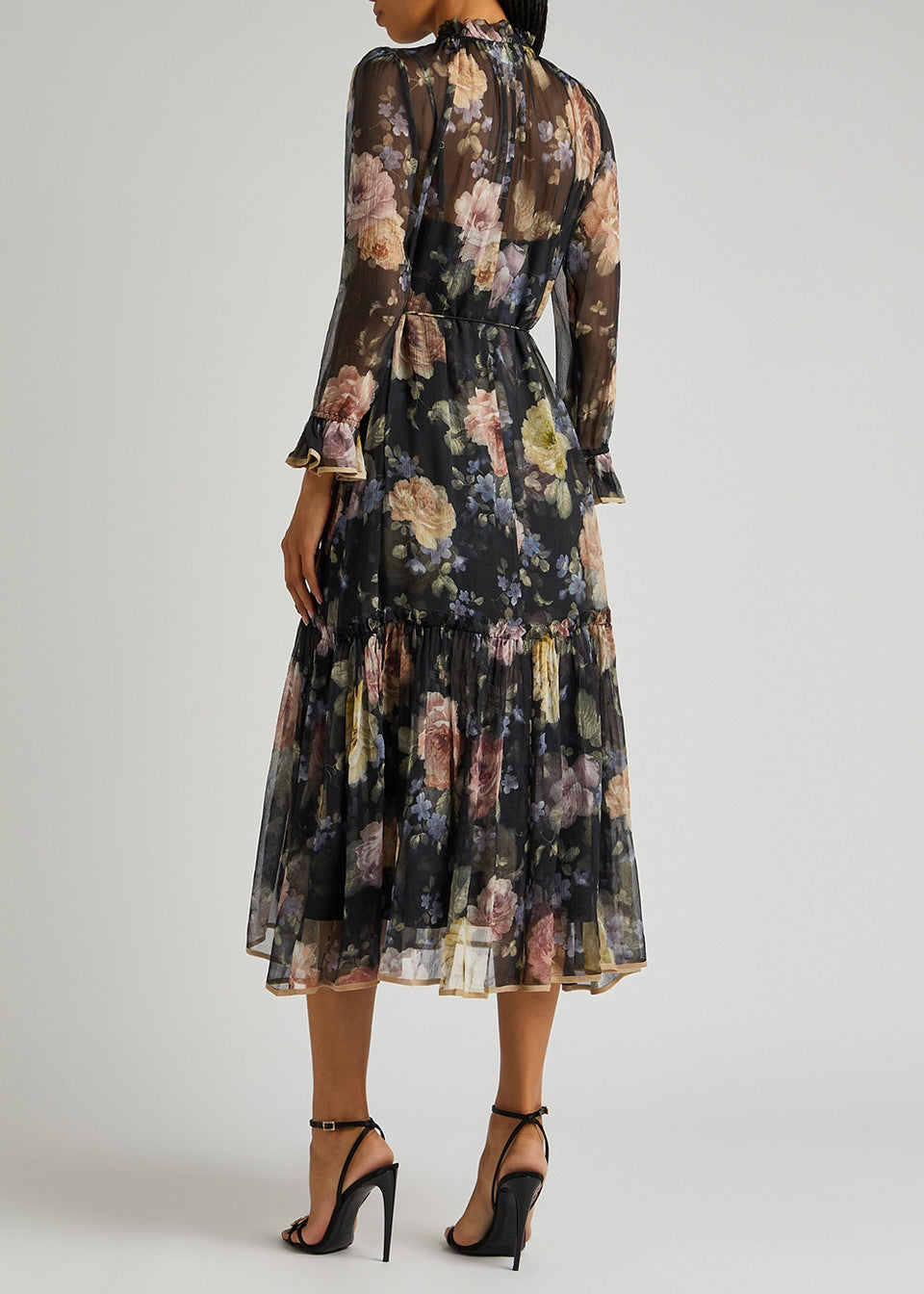 Zimmermann Luminosity Floral-Print Silk Midi Dress size 2 US 8
