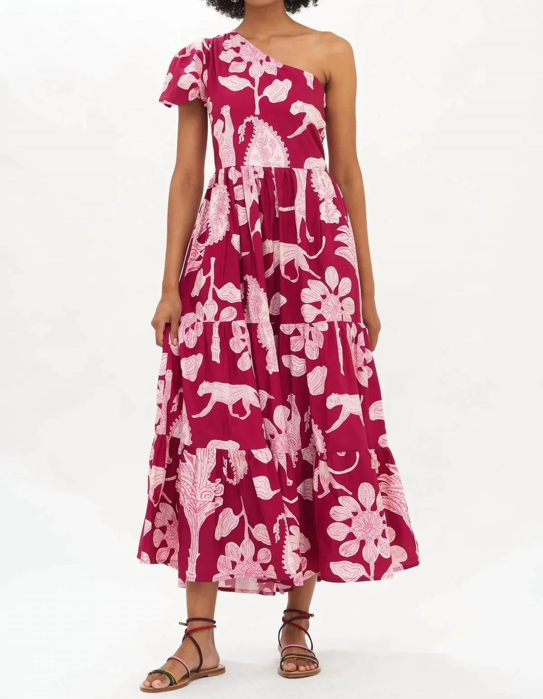 Oliphant One Shoulder Maxi Dress In Lamu Magenta size M