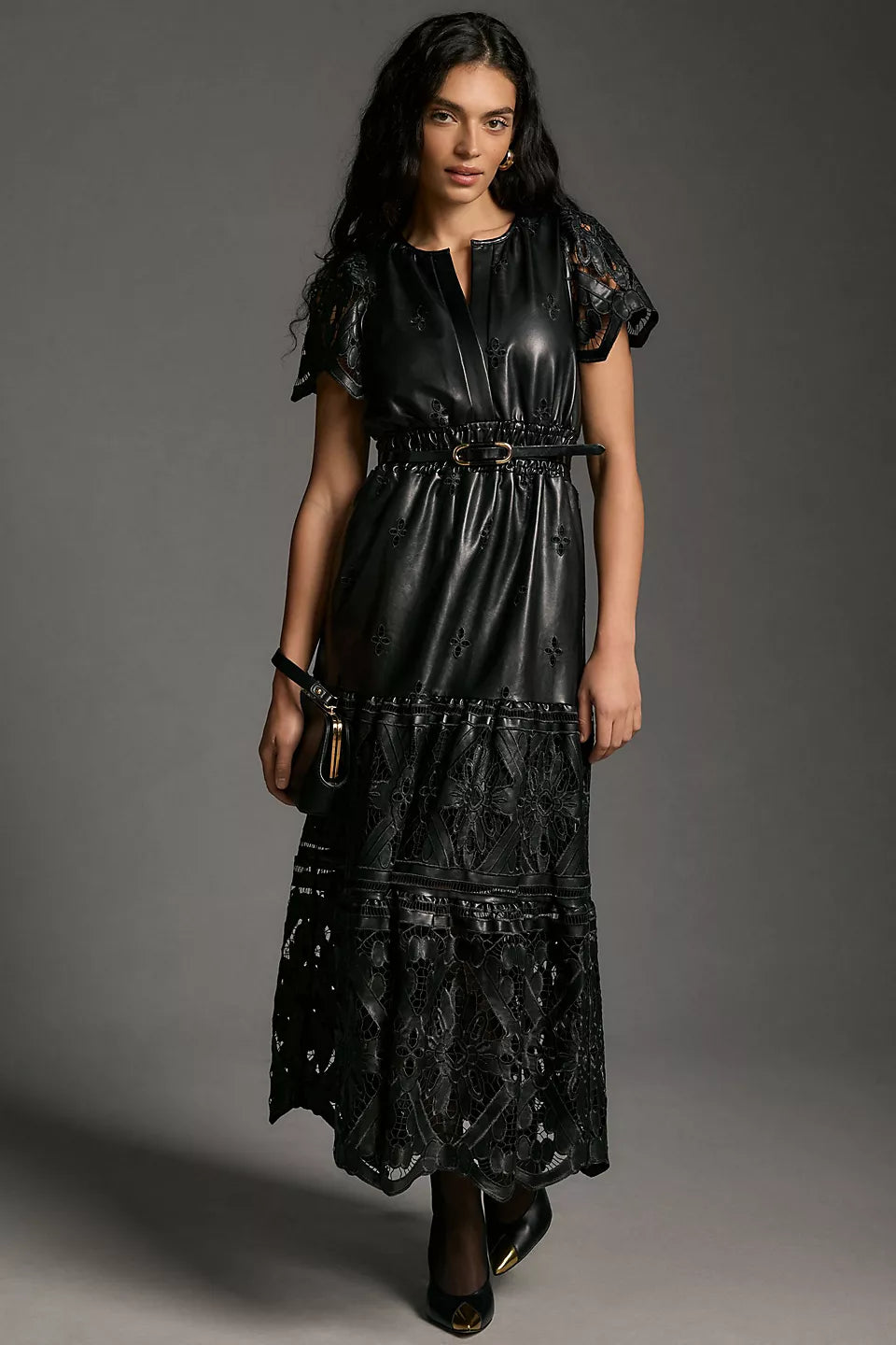 Anthropologie The Somerset Maxi Dress Leather size L