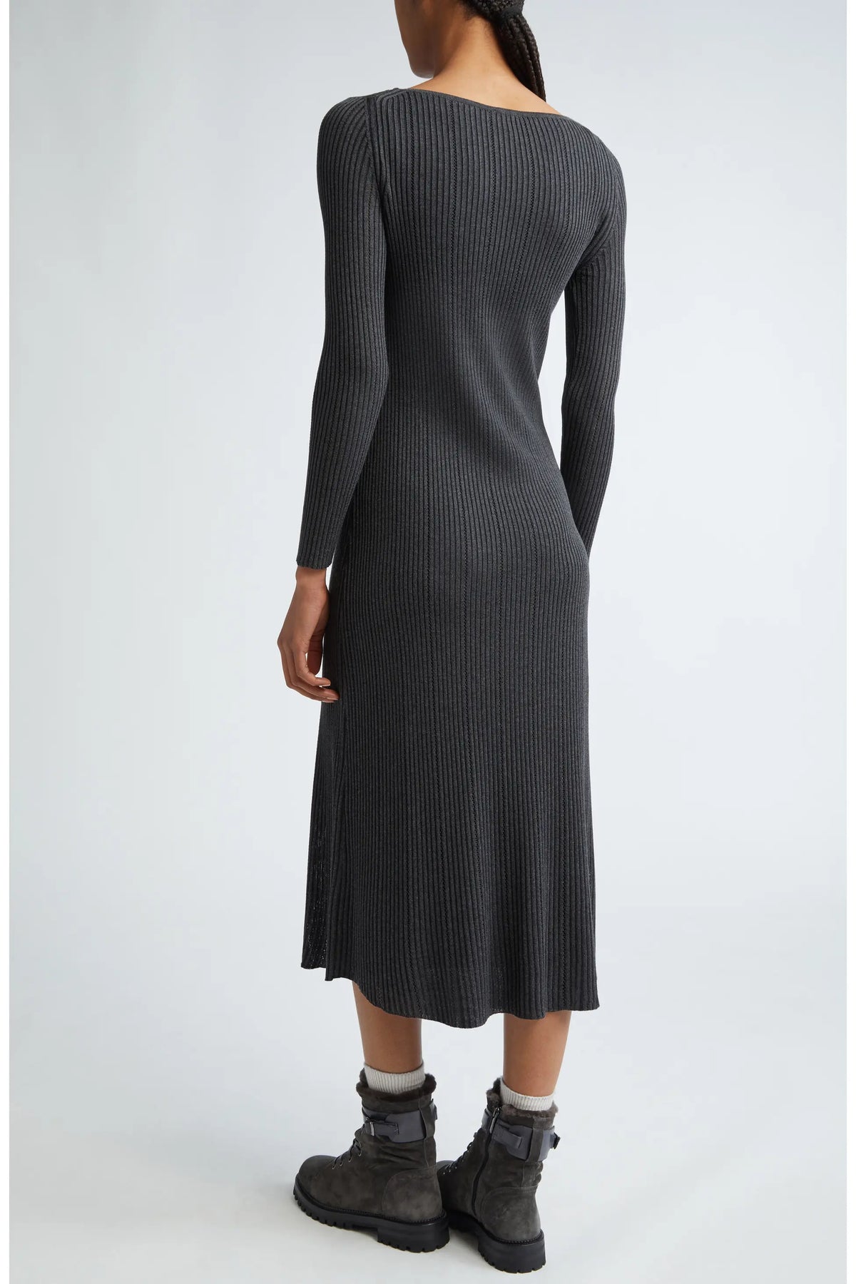 Eleventy Ribbed Long Sleeve Silk Blend Sweater Dress size L