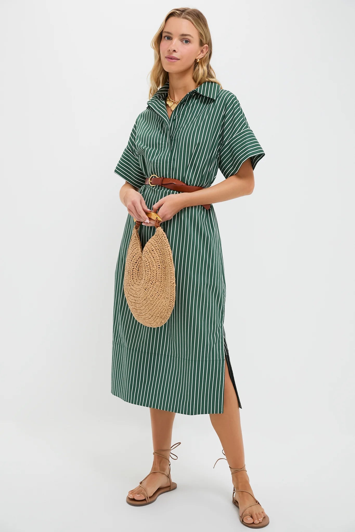 Pomander Place Green Stripe Reina Dress size M