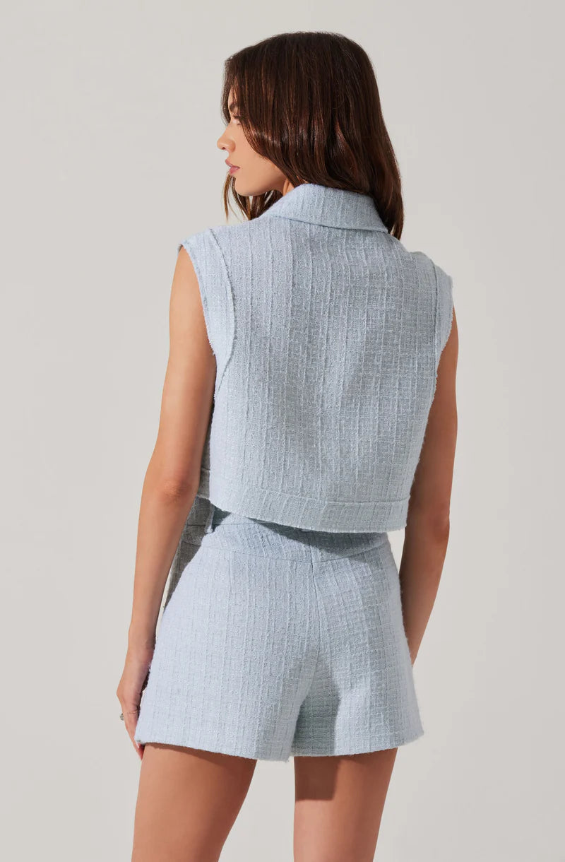 ASTR Jhene Tweed Sleeveless Top with Pleated Tweed Skort Set size XS/S