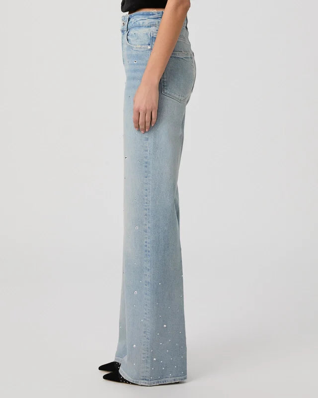 Paige Sasha Eza Crystal Embellished Wide Leg Jeans size 28