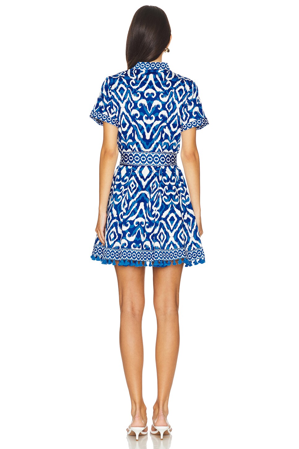 Alice and Olivia Lucy Mini Shirt Dress in Artisan Ikat French Blue size 4