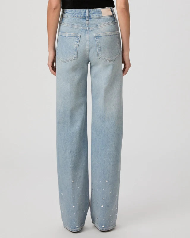 Paige Sasha Eza Crystal Embellished Wide Leg Jeans size 28
