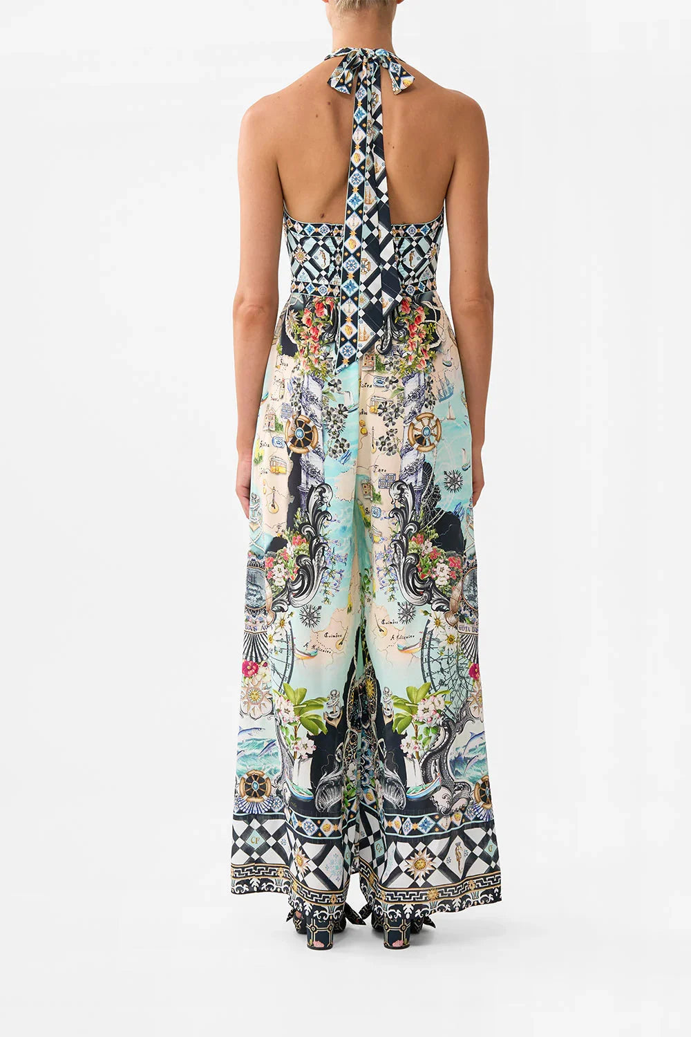 Camilla Halterneck Jumpsuit with Tie Neck size S