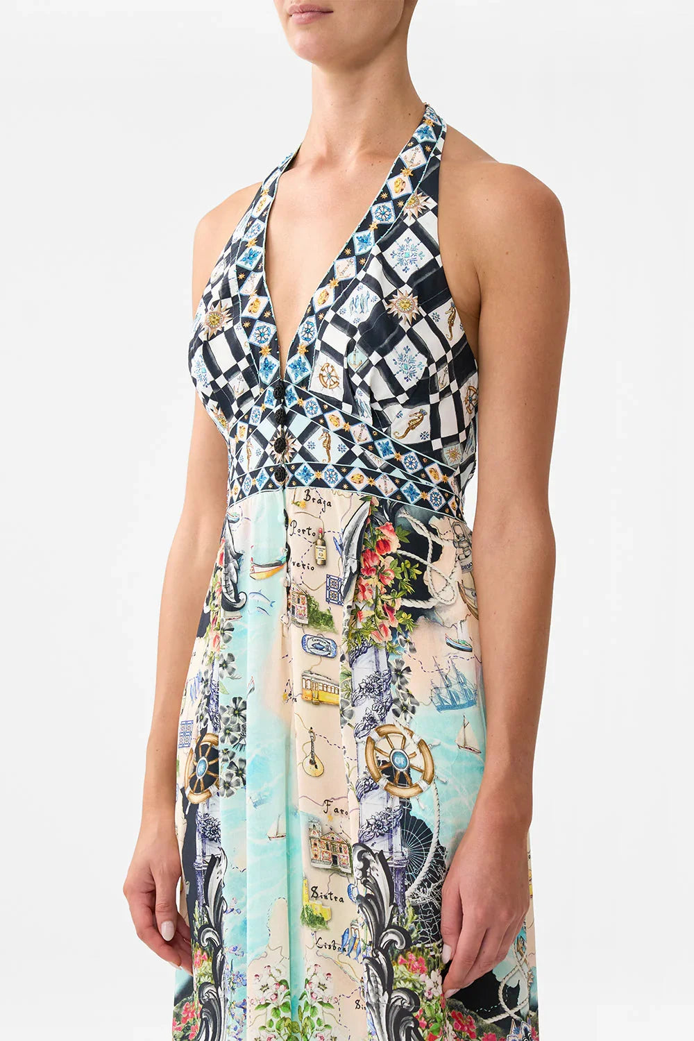 Camilla Halterneck Jumpsuit with Tie Neck size S